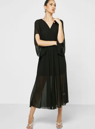 Surplice Neck A-Line Dress