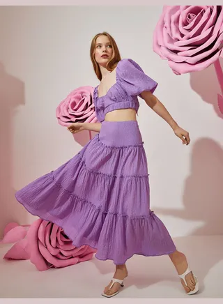 Rachel Araz X Koton - Tiered Long Skirt