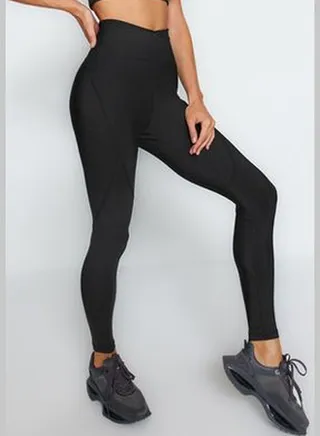 Black Compression Full Length Sports Leggings TWOSS21TA0023