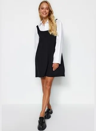 Black Gilet Skater/Knitted Waistcoat Dress TWOAW24EL00245