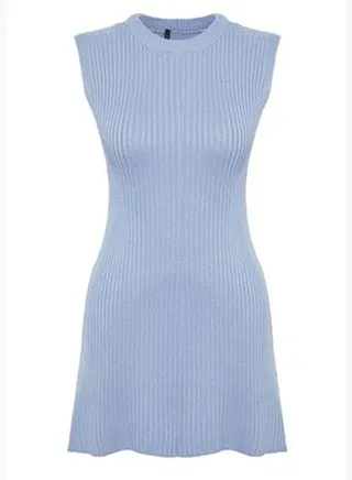 Light Blue Knitwear Mini Dress