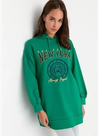 Green Printed Hoodie and Knitted Sweatshirt TCTAW23TW00107
