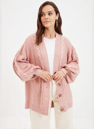 Powder Braided Loose Cut Knitwear Cardigan TCTAW22TH0002