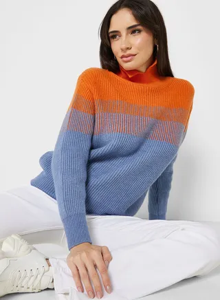 High Neck Ombre Detail Sweater