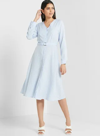 Checkered Belted Dress