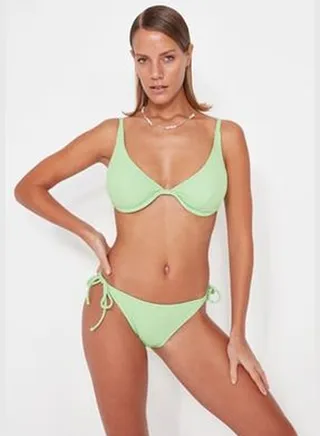 Green Tied Towel Regular Leg Bikini Bottoms TBESS23BA00280
