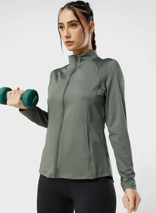 Zip Through Pocket Detail Jacket