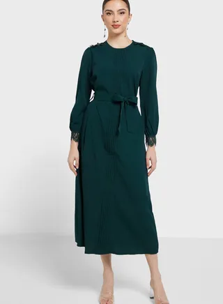 Pintuck Detail A-Line Dress