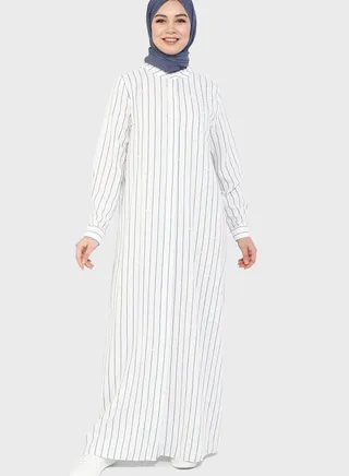 Striped Knitted Abaya
