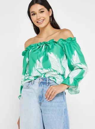 Off Shoulder Printed Top