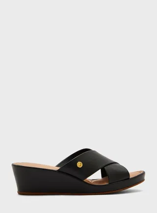 Cross Strap Low Heel Wedge Sandals