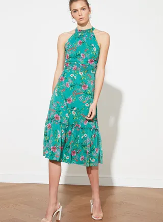 Halter Neck Printed Dress