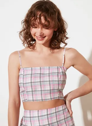 Checked Crop Top