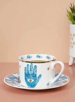 Hamsa Mug With Saucer