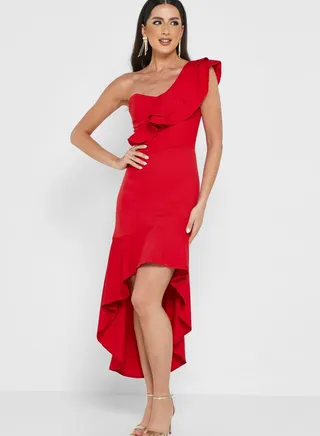 One Shoulder High Low Dress