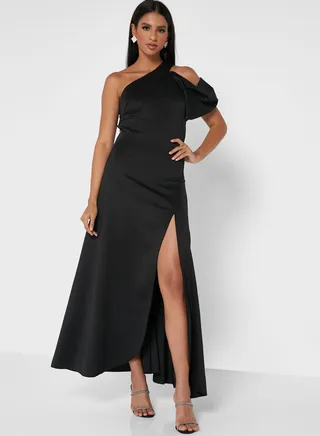 One Shoulder Slit Dress