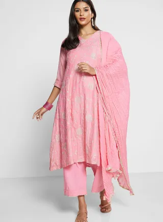 Floral Kurti with Bottom & Dupatta