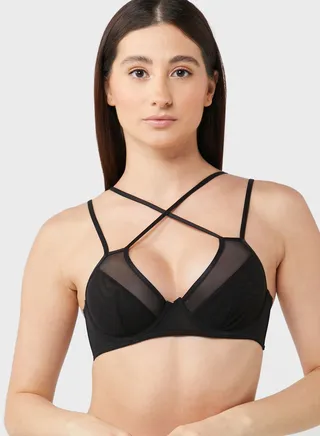 Strappy Mesh Underwire Bra