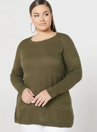 Ribbed Crew Neck Top
