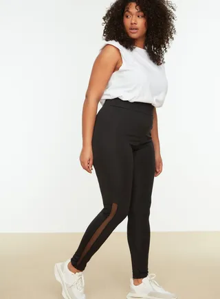 High Waist Tulle Detail Leggings