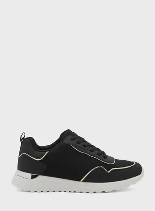 Croc Effect And Metallic Detail Sneaker