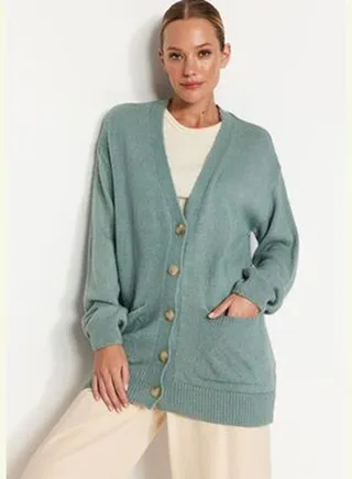 Mint More Sustainable Oversize Pocket Knitwear Cardigan TWOAW24HI00344
