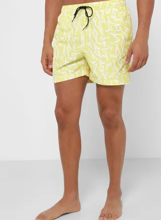 Logo Printed Drawstring Swim Shorts