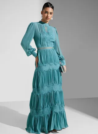 Embroidered Belted Dress