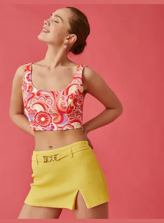 Mini Shorts Skirt Waist Detail Split