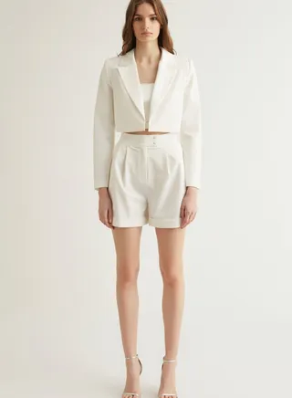 Pleat Detail High Waist Shorts