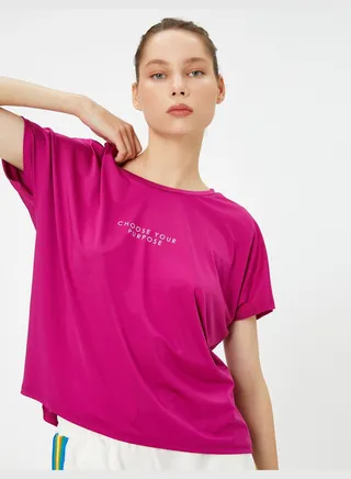 Oversized Sports T-Shirt Short Sleeve Crew Neck Printed