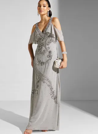 Embellished V-Neck Dress