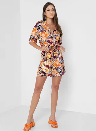 Floral Print High Waist Shorts
