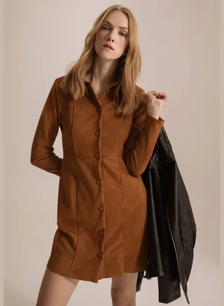 Woman Short Sleeve Knitted Dress