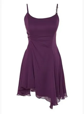 Purple Open Waist/Skater Chiffon Elegant Evening Dress