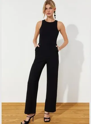 Black Woven Overalls TWOSS24TU00013