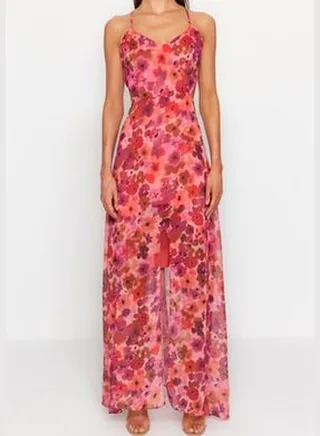 Red Slit Detailed Dress TWOSS20EL1270