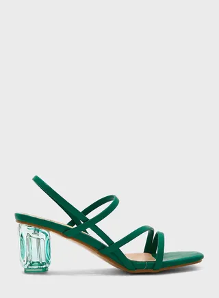 Clear Trapeze Heel Sandals