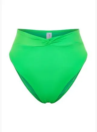 Green Knotted High Waist Bikini Bottom TBESS24BA00005