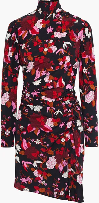 Marcel ruched floral-print silk-blend mini dress