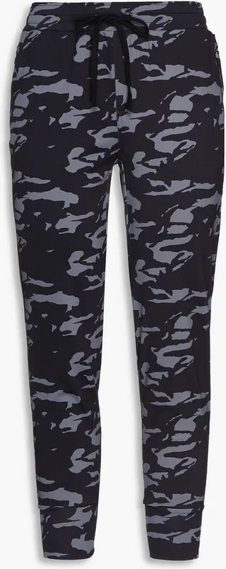 Cropped camouflage-print stretch track pants
