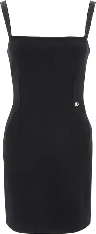 Dolce & Gabbana Logo Plaque Sleeveless Stretched Mini Dress