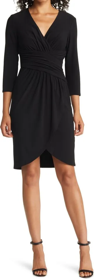 Wrap Front Tulip Hem Cocktail Dress