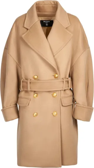 Oversized belted wool midi coat