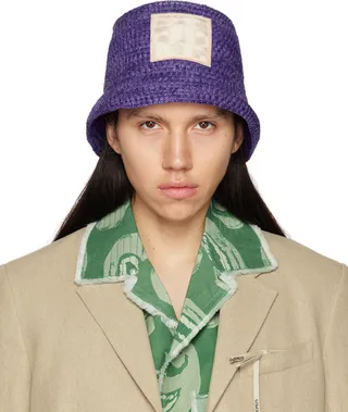 Jacquemus Purple Le Raphia 'Le Bob Ficiu' Hat