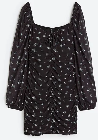 Gathered Mesh Dress