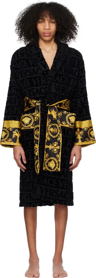 Versace Underwear Black 'I Heart Baroque' Robe