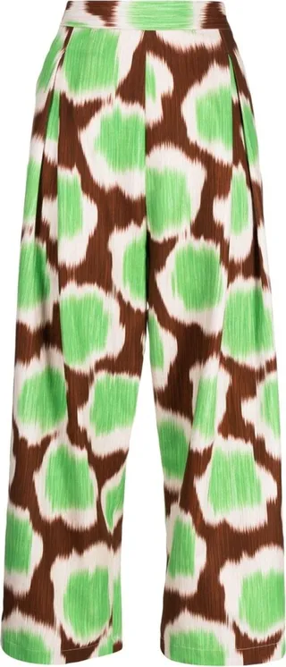 Straight-Leg Graphic-Print Trousers