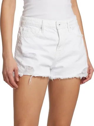 Leo High-Rise Distressed Denim Shorts