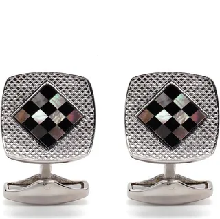 Silver-Plated Chequerboard Cufflinks